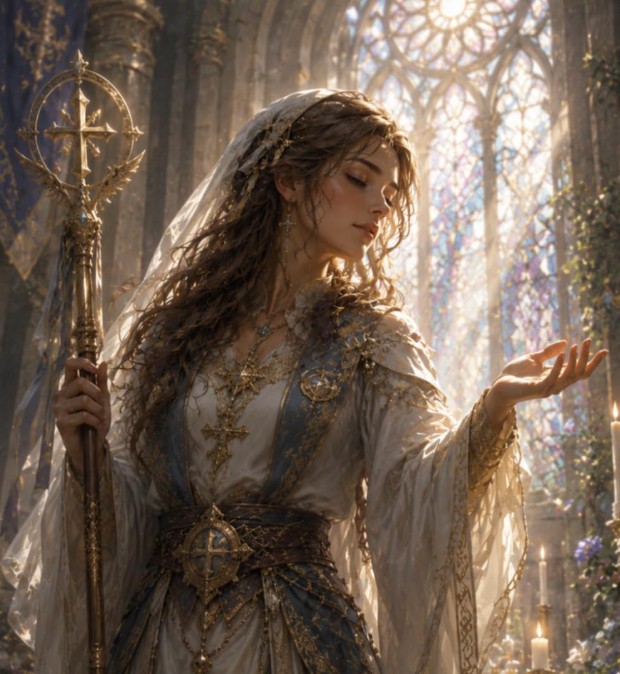 Fantasy Cleric Journal cover featuring a priestess healer design