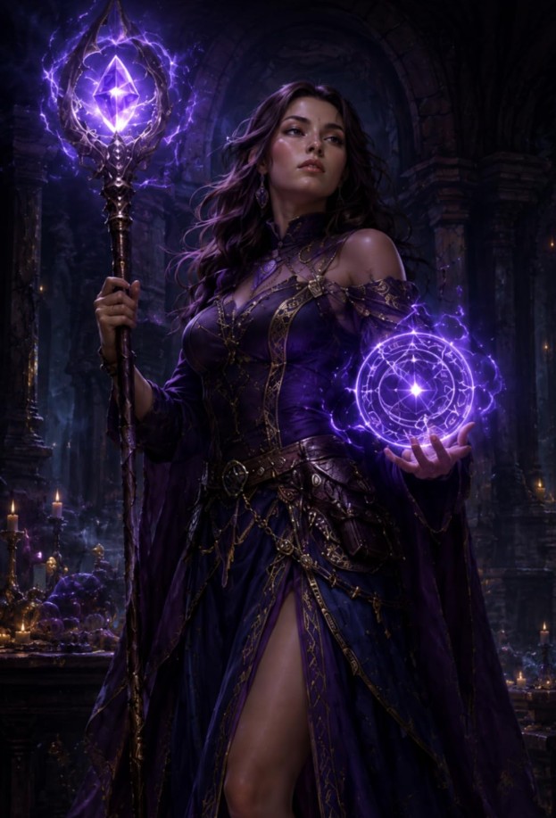 Fantasy Mage Journal cover featuring a sorceress spellcaster design