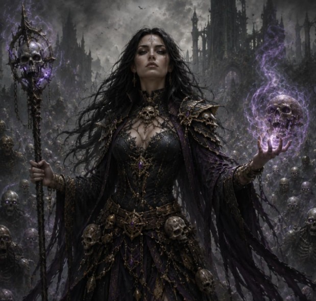 Necromancer Queen Journal cover featuring a regal fantasy sorceress design